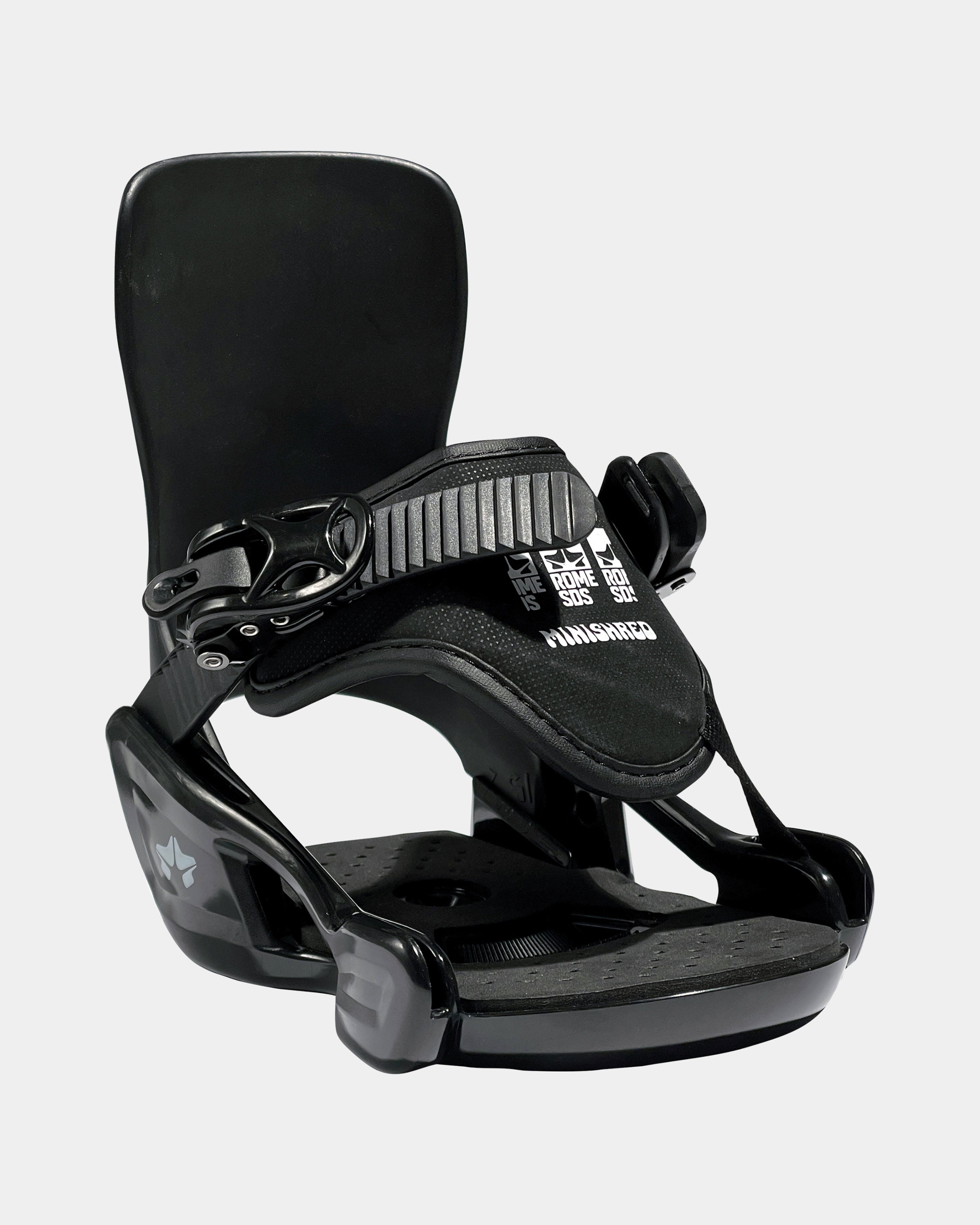color-black Minishred Binding 2025 | Rome Snowboards™ youth bindings