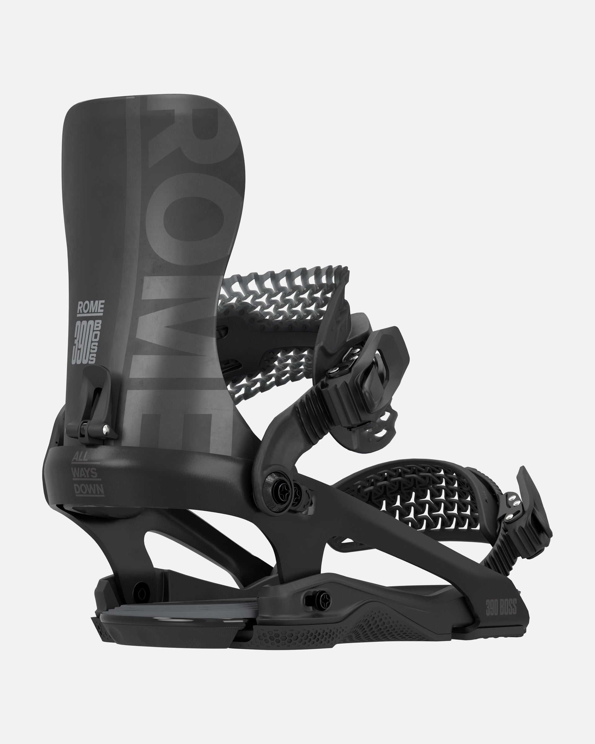 rome 390 boss snowboard bindings 2017 2025 edge Asymwrap design and Progrip Toe Strap guarantee a secure and responsive fit Rome Men's 390 BOSS FW